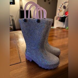 Western Chief Glitter Rain Boots with Purple Accents